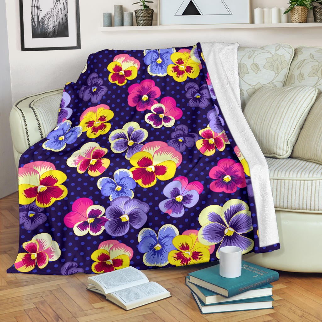 Pansy Pattern Print Design PS04 Fleece Blanket