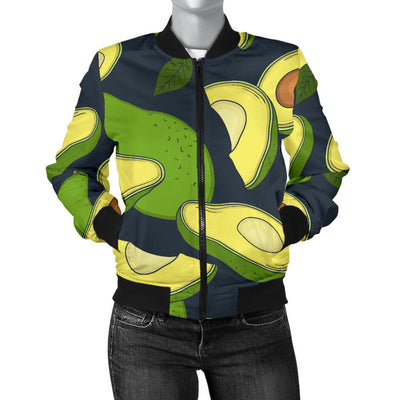 Avocado Pattern Print Design AC013 Women Bomber Jacket