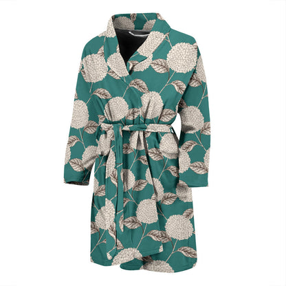 Hydrangea Pattern Print Design HD03 Men Bathrobe