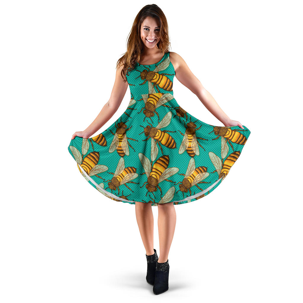 Bee Pattern Print Design BEE04 Midi Dress