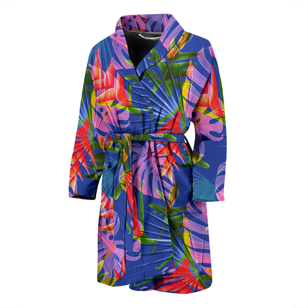 Tropical Flower Pattern Print Design TF025 Men Bathrobe