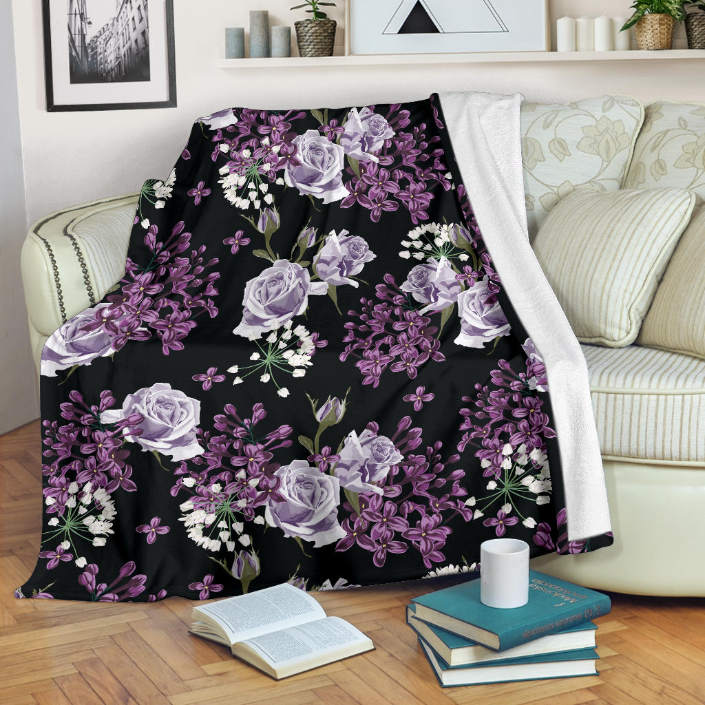 Lilac Pattern Print Design LI04 Fleece Blanket