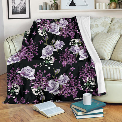 Lilac Pattern Print Design LI04 Fleece Blanket