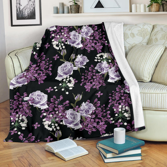 Lilac Pattern Print Design LI04 Fleece Blanket