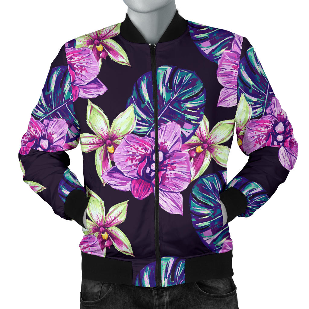 Orchid Pattern Print Design OR010 Men Bomber Jacket