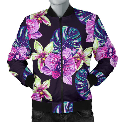Orchid Pattern Print Design OR010 Men Bomber Jacket