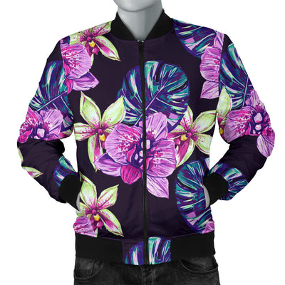 Orchid Pattern Print Design OR010 Men Bomber Jacket