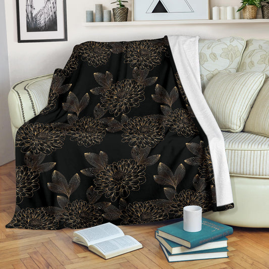 Dahlia Pattern Print Design DH04 Fleece Blanket