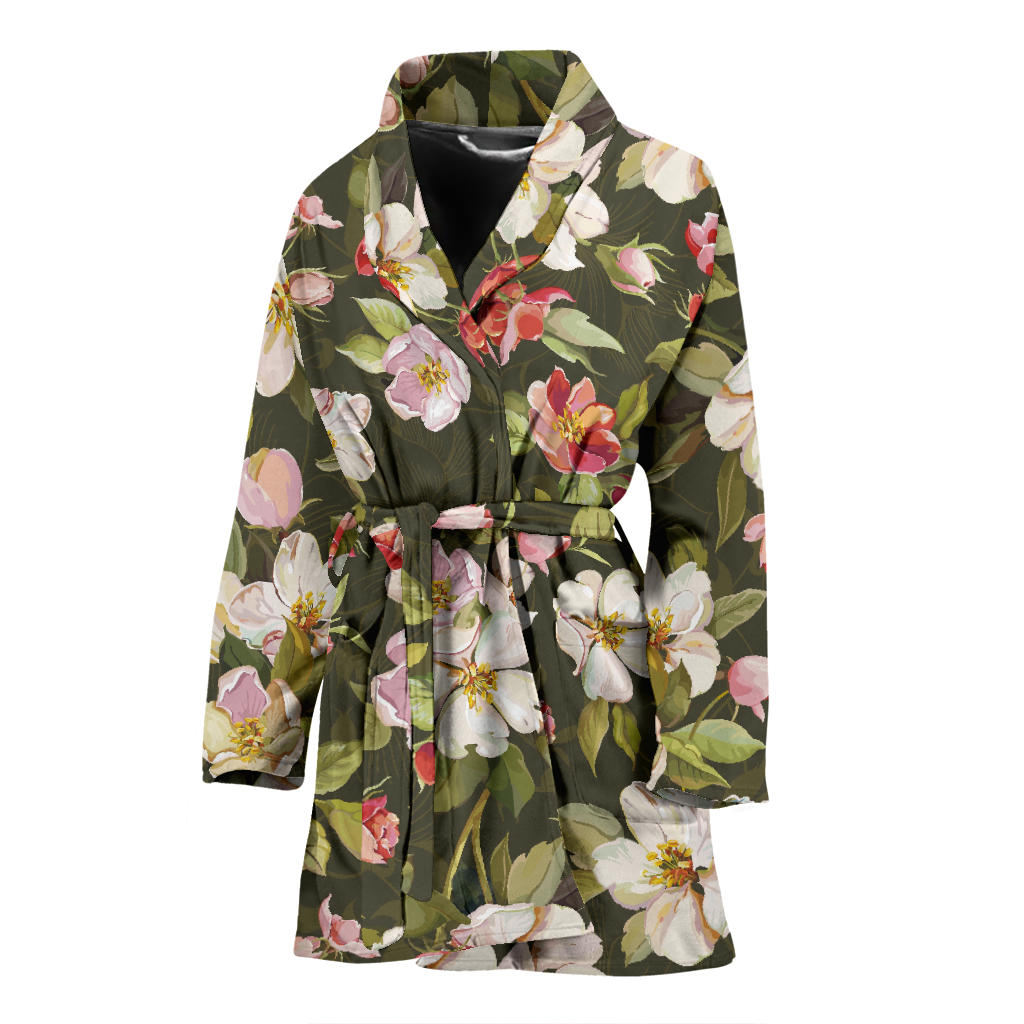 Apple blossom Pattern Print Design AB01 Women Bathrobe