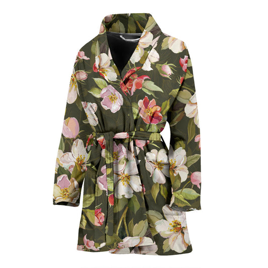 Apple blossom Pattern Print Design AB01 Women Bathrobe