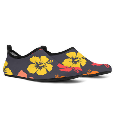 Hibiscus Pattern Print Design HB024 Aqua Water Shoes