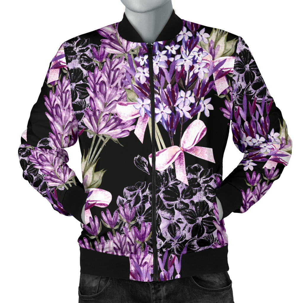 Lavender Pattern Print Design LV06 Men Bomber Jacket