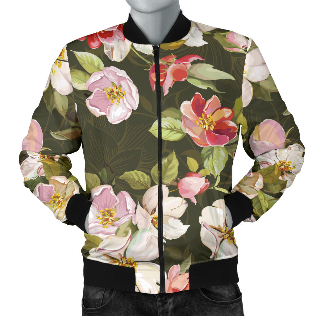 Apple blossom Pattern Print Design AB01 Men Bomber Jacket