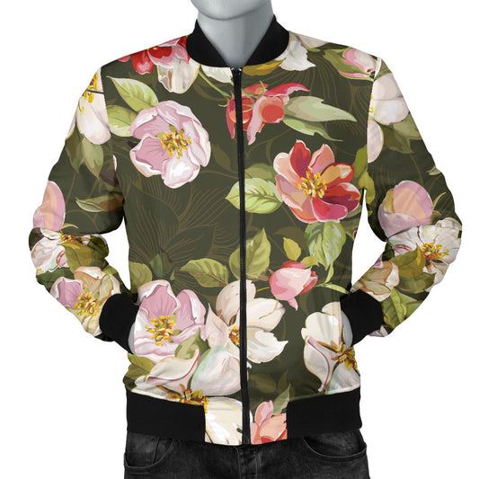 Apple blossom Pattern Print Design AB01 Men Bomber Jacket