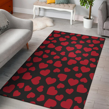Heart Red Pattern Print Design HE01 Area Rugs