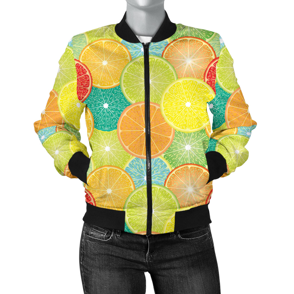 Citrus Pattern Print Design 01 Women's Bomber Jacket