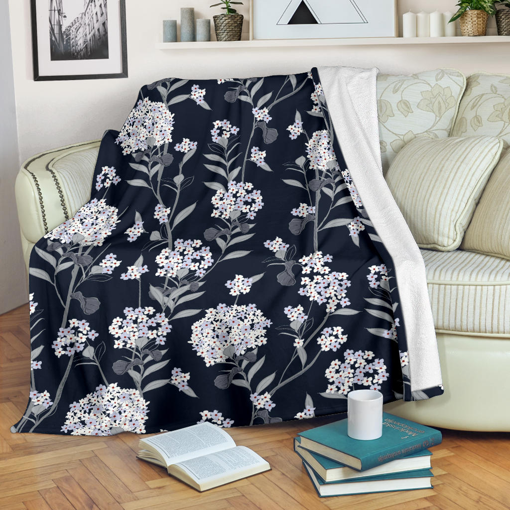 Hydrangea Pattern Print Design HD07 Fleece Blanket
