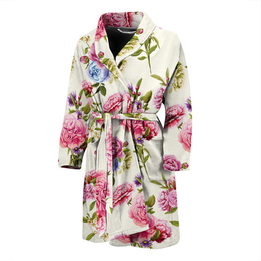 Carnations Pattern Print Design CN02 Men Bathrobe