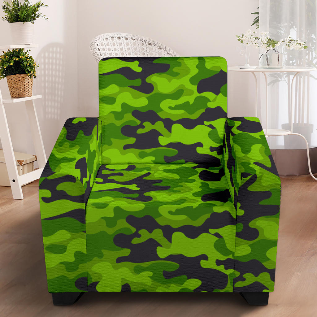 Green Kelly Camo Print Armchair Slipcover