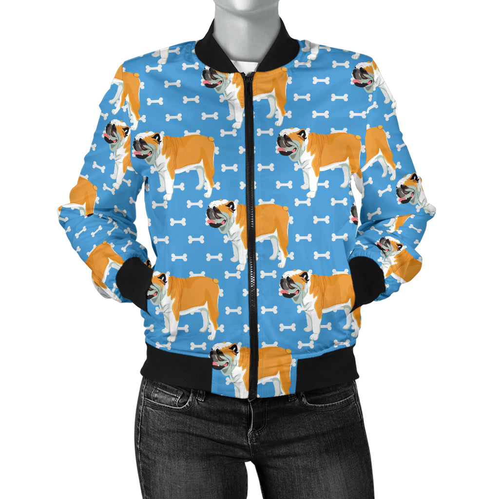 Bulldogs Pattern Print Design 06 Women's Bomber Jacket