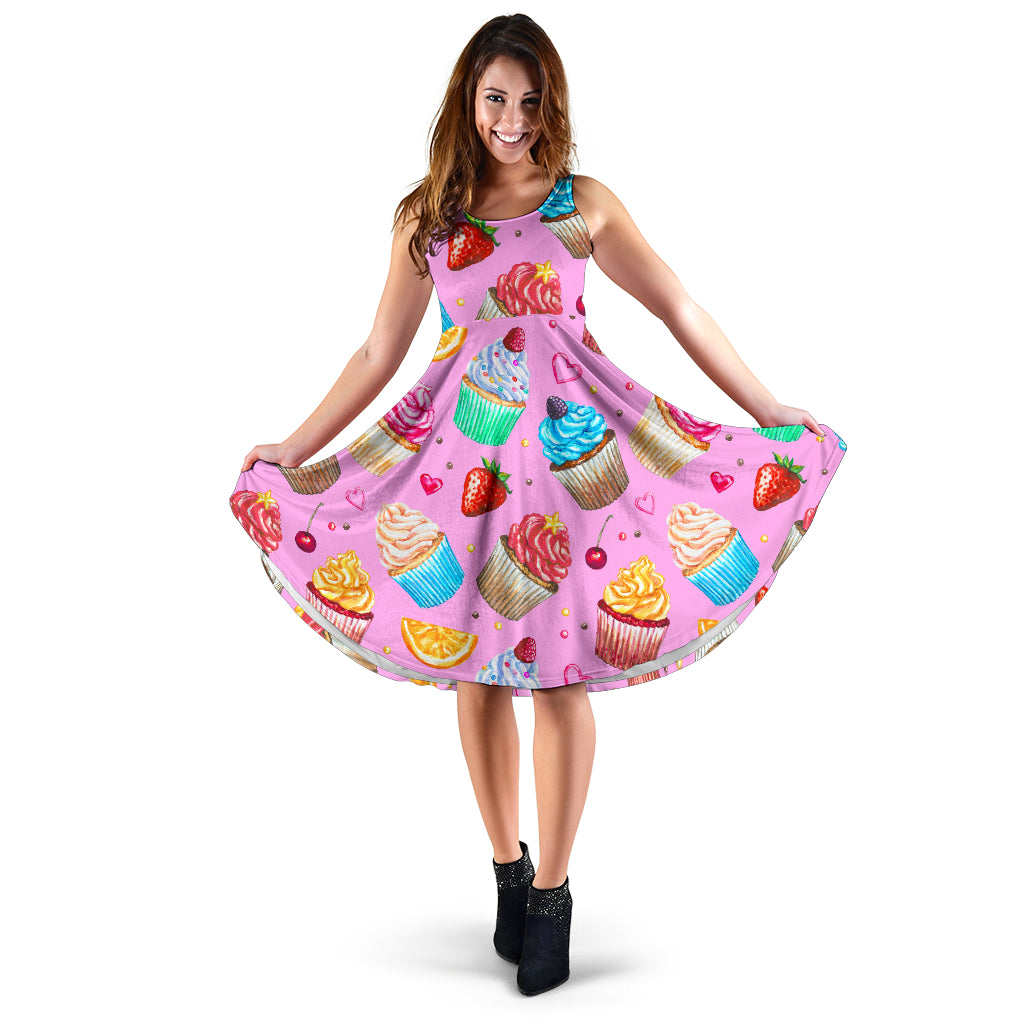 Cupcake Pattern Print Design CP05 Midi Dress