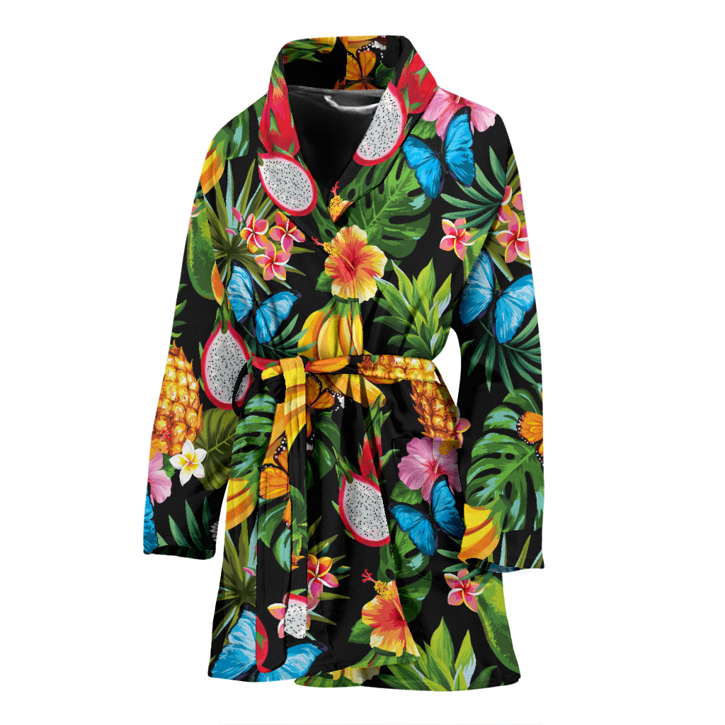 Tropical Fruits Pattern Print Design TF04 Women Bathrobe