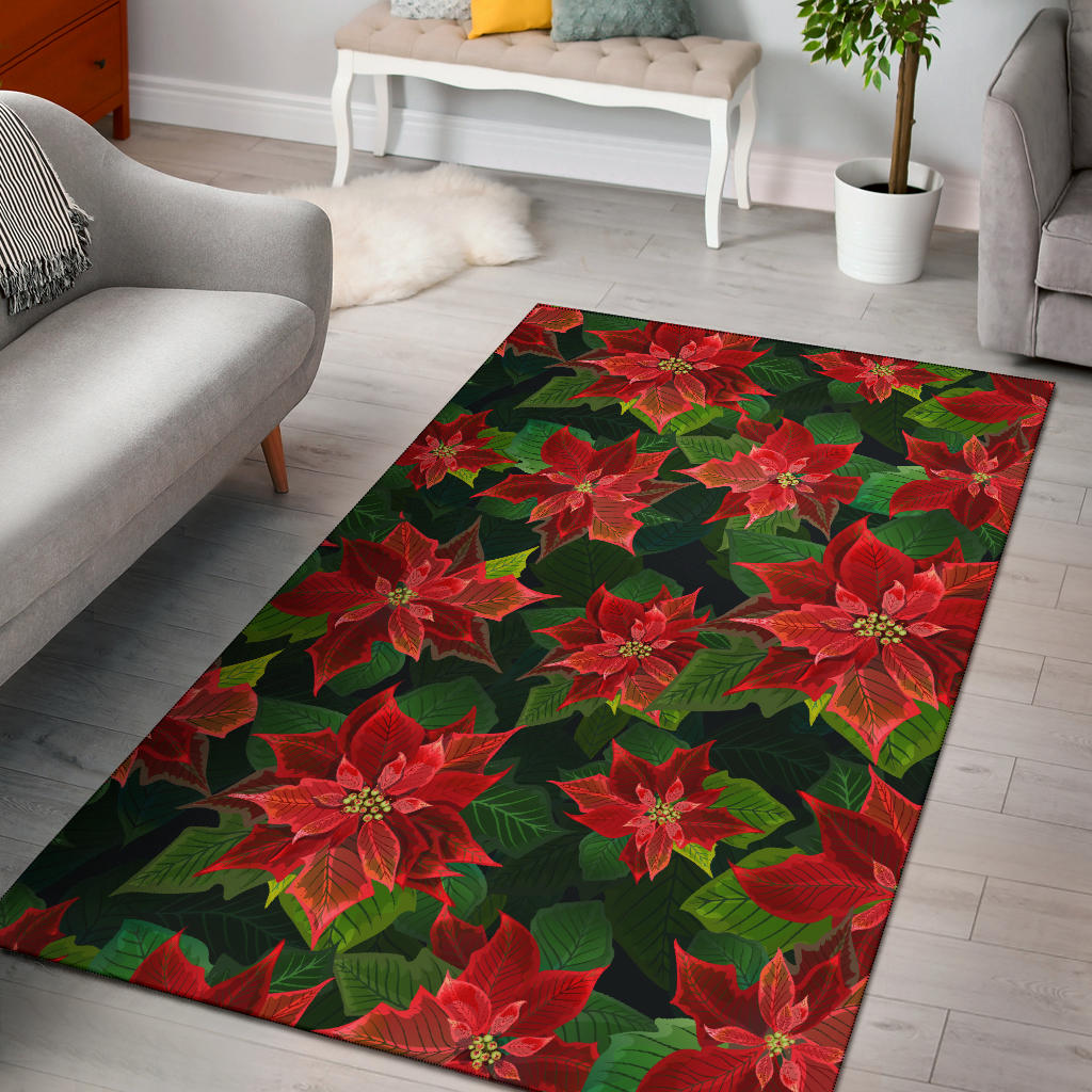 Poinsettia Pattern Print Design POT04 Area Rugs