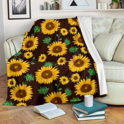 Sunflower Pattern Print Design SF01 Fleece Blanket