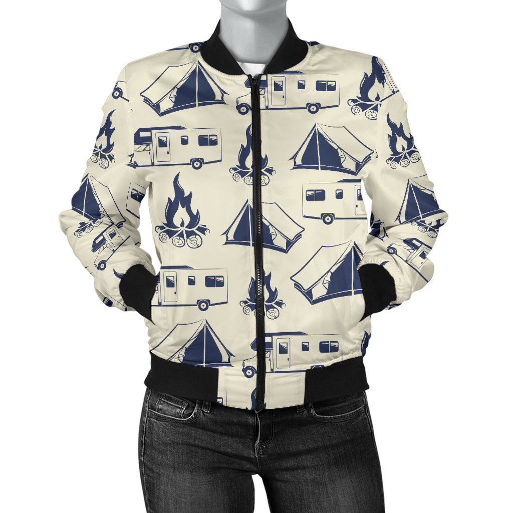 Campfire Pattern Print Design 01 Women's Bomber Jacket
