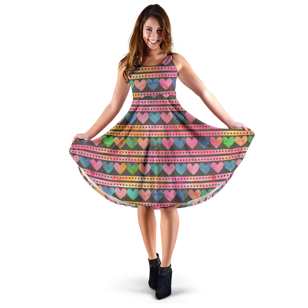 Heart Pattern Print Design HE010 Midi Dress