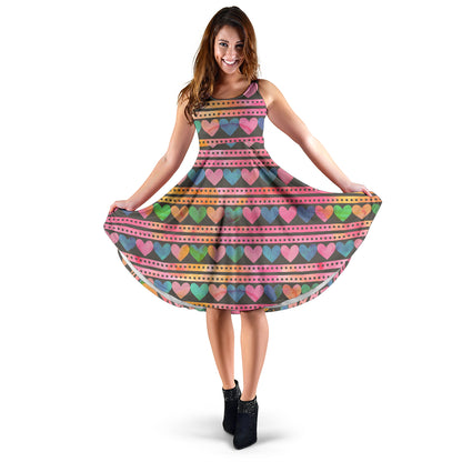 Heart Pattern Print Design HE010 Midi Dress
