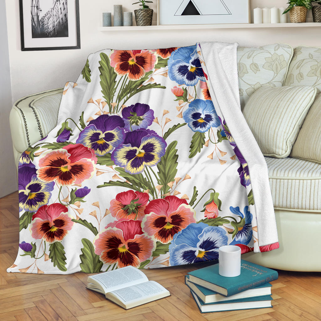 Pansy Pattern Print Design PS06 Fleece Blanket
