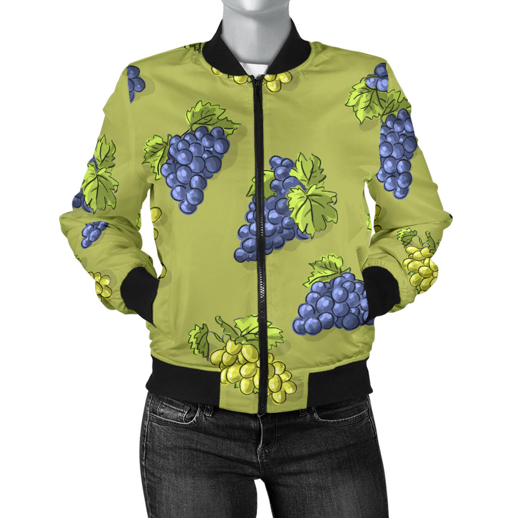 Grape Pattern Print Design GP08 Women Bomber Jacket