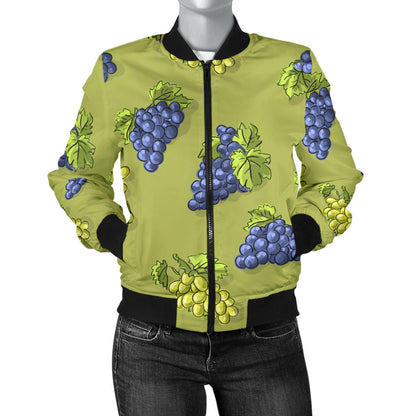 Grape Pattern Print Design GP08 Women Bomber Jacket