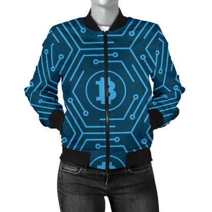 Cryptocurrency Pattern Print Design 04 Women's Bomber Jacket