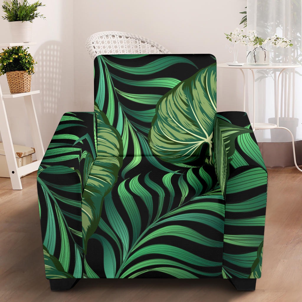 Green Fresh Tropical Palm Leaves Armchair Slipcover