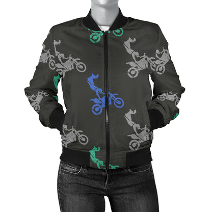 Motocross Pattern Print Design 02 Women's Bomber Jacket