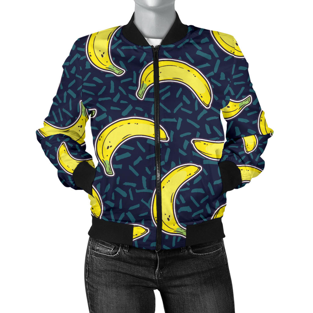 Banana Pattern Print Design BA09 Women Bomber Jacket