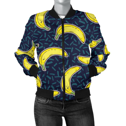Banana Pattern Print Design BA09 Women Bomber Jacket