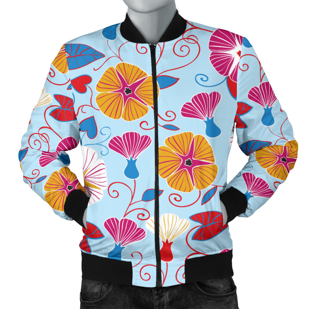 Morning Glory Pattern Print Design MG06 Men Bomber Jacket