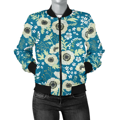 Anemone Pattern Print Design 01 Women's Bomber Jacket