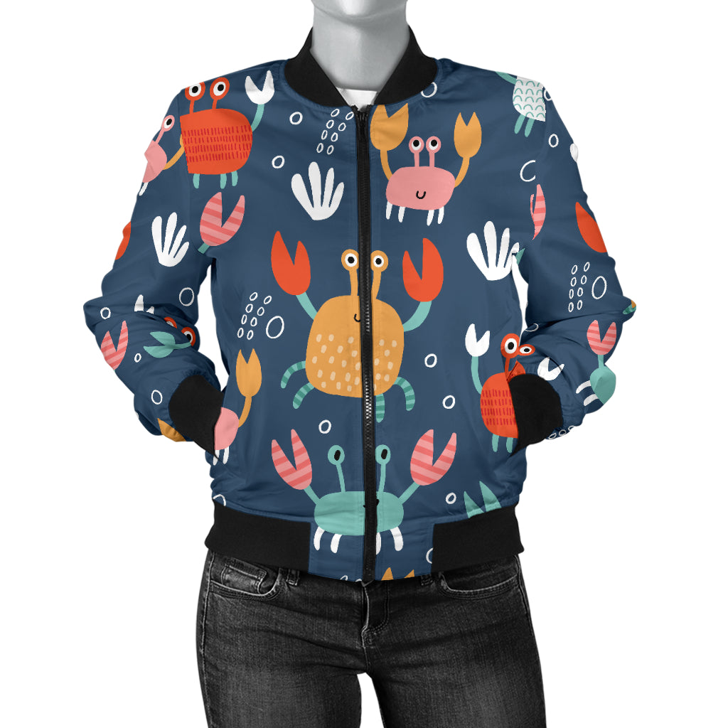 Crab Pattern Print Design 05 Women's Bomber Jacket