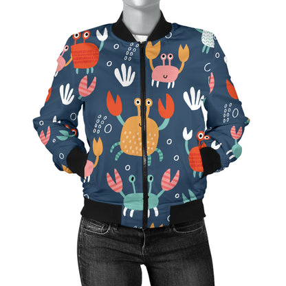 Crab Pattern Print Design 05 Women's Bomber Jacket