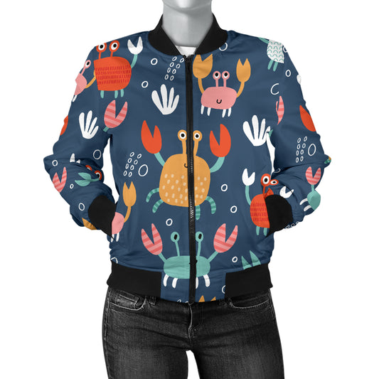 Crab Pattern Print Design 05 Women's Bomber Jacket