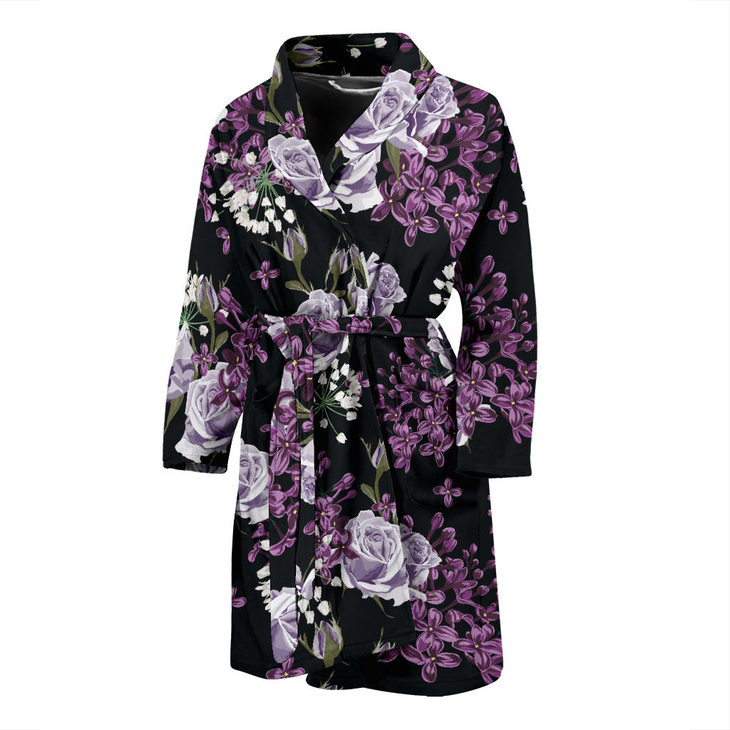 Lilac Pattern Print Design LI04 Men Bathrobe