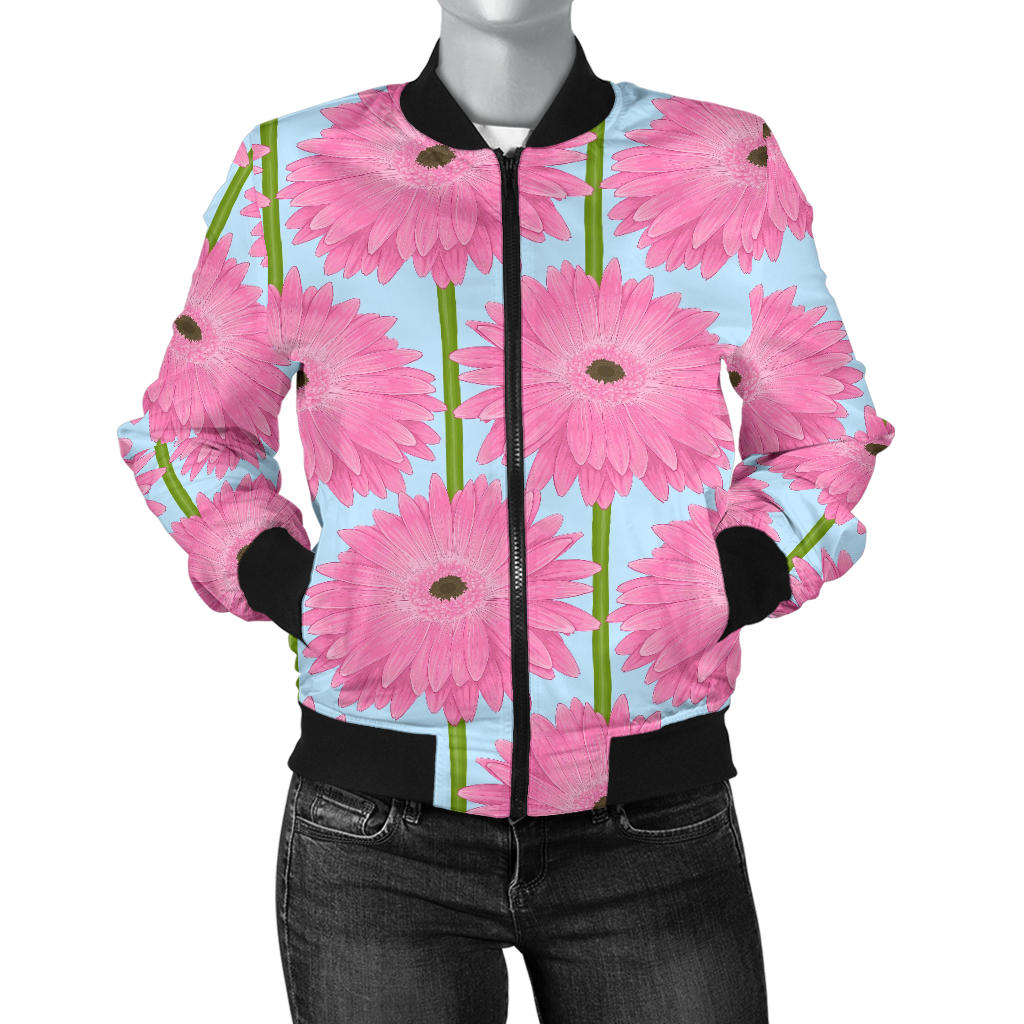 Gerberas Pattern Print Design GB01 Women Bomber Jacket