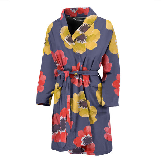 Anemone Pattern Print Design AM010 Men Bathrobe