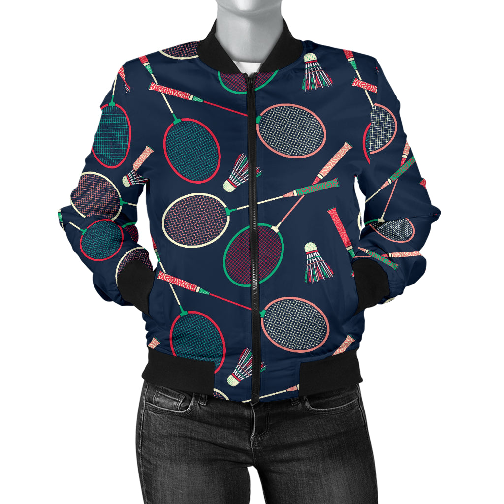 Badminton Pattern Print Design 03 Women's Bomber Jacket