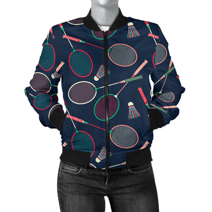 Badminton Pattern Print Design 03 Women's Bomber Jacket