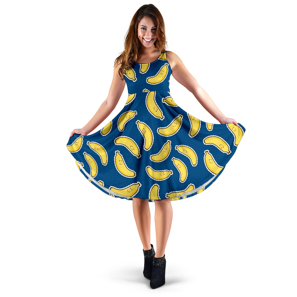 Banana Pattern Print Design BA03 Midi Dress